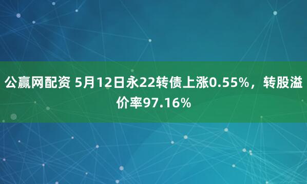公赢网配资 5月12日永22转债上涨0.55%，转股溢价率97.16%